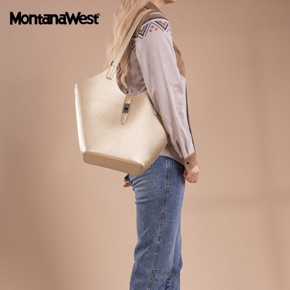 Hobo Purses for Women Gold Faux Leather Tote Bag💝 - Picture 3 of 7